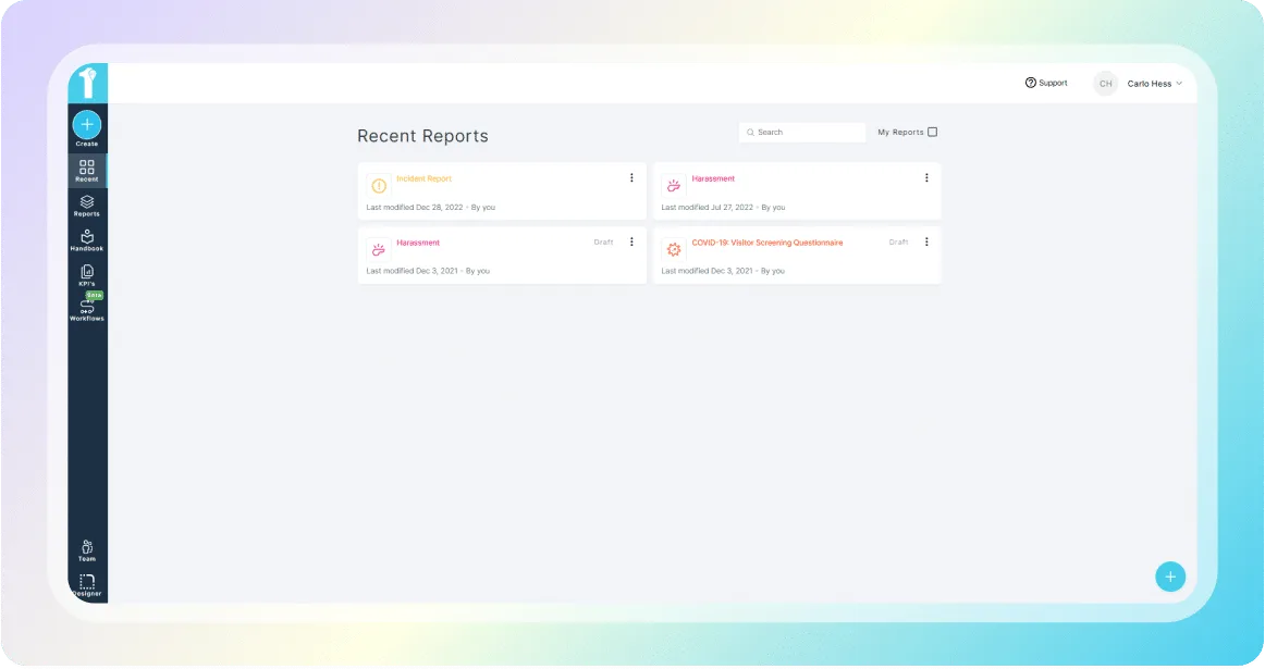 Tableau de bord web 1st Reporting sur ordinateur