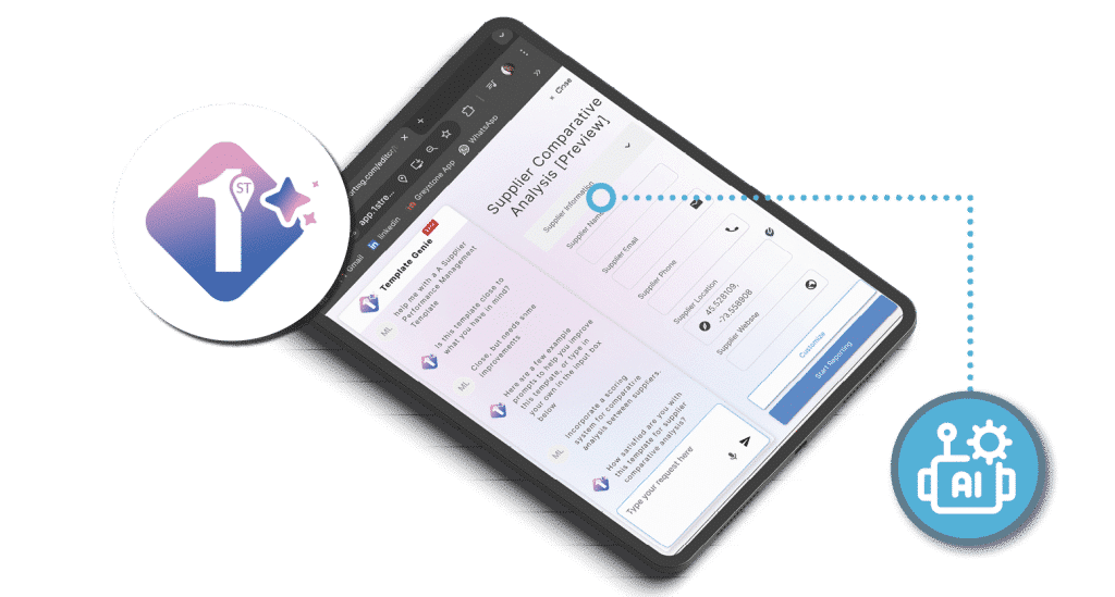 Generación de formularios con IA Template Genie en 1st Reporting