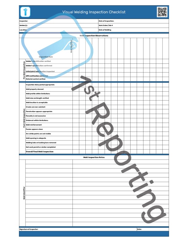 The Welding Inspection Checklist by 1stReporting.com