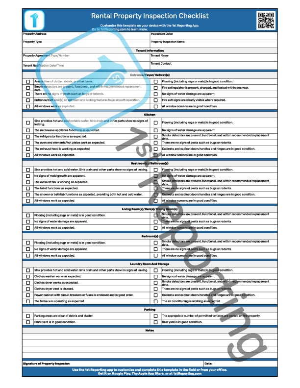 A Downloadable Inspection Checklist For Rental Property Owners 1st 