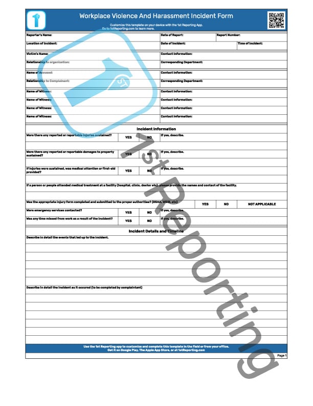 Workplace Harassment Incident Form Free And Easy To Use