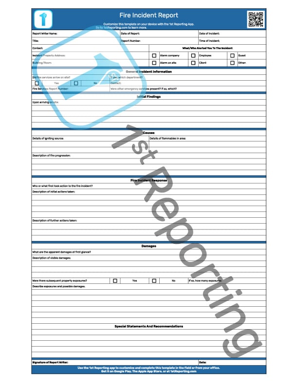 A Fire Incident Report Template To Download For Your Business