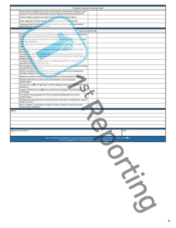 Food GMP Audit Checklist (watermarked, page 4) by 1stReporting.com.