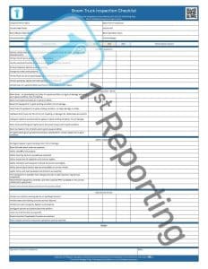 A Boom Truck Inspection Checklist (watermarked) by 1stReporting.com.
