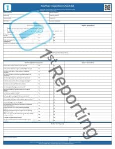 Rooftop inspection checklist by 1streporting.com (watermarked).