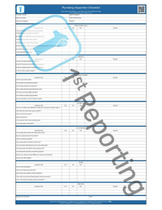 The plumbing inspection checklist by 1st Reporting (watermarked image) 2023.